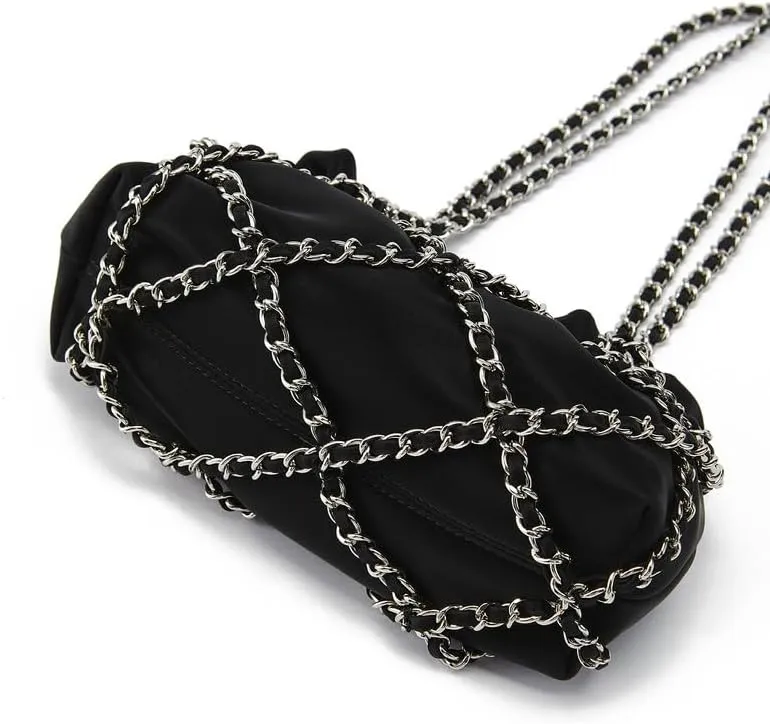 Women's Fashion Ruched Shoulder Bag Crossbody Casual Bag With Chain Medium