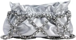 Women's Fashion Ruched Shoulder Bag Crossbody Casual Bag With Chain Medium