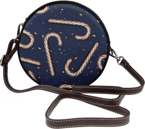 Women's Faux Leather Large Round Crossbody Purse Handbag Shoulder Bag for Travel