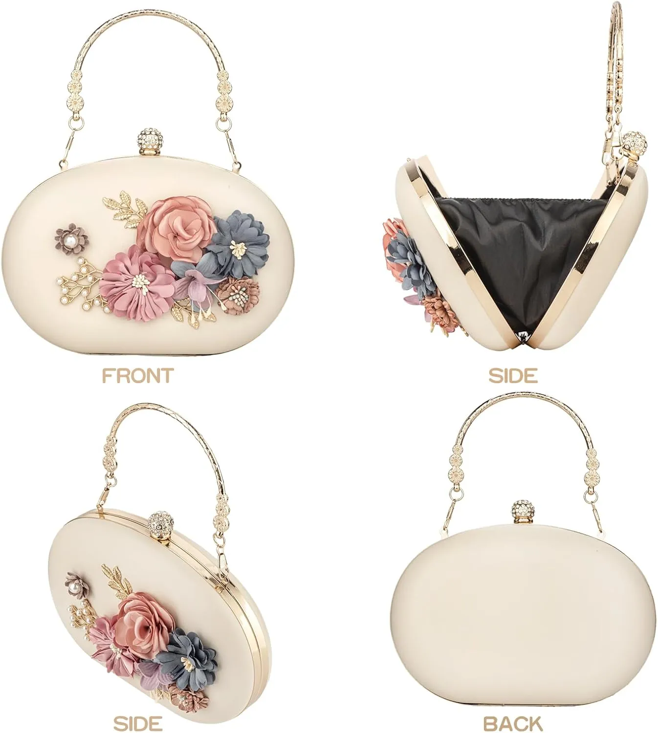 Women's Floral Clutch Evening Purse Flower Wedding Party Bag