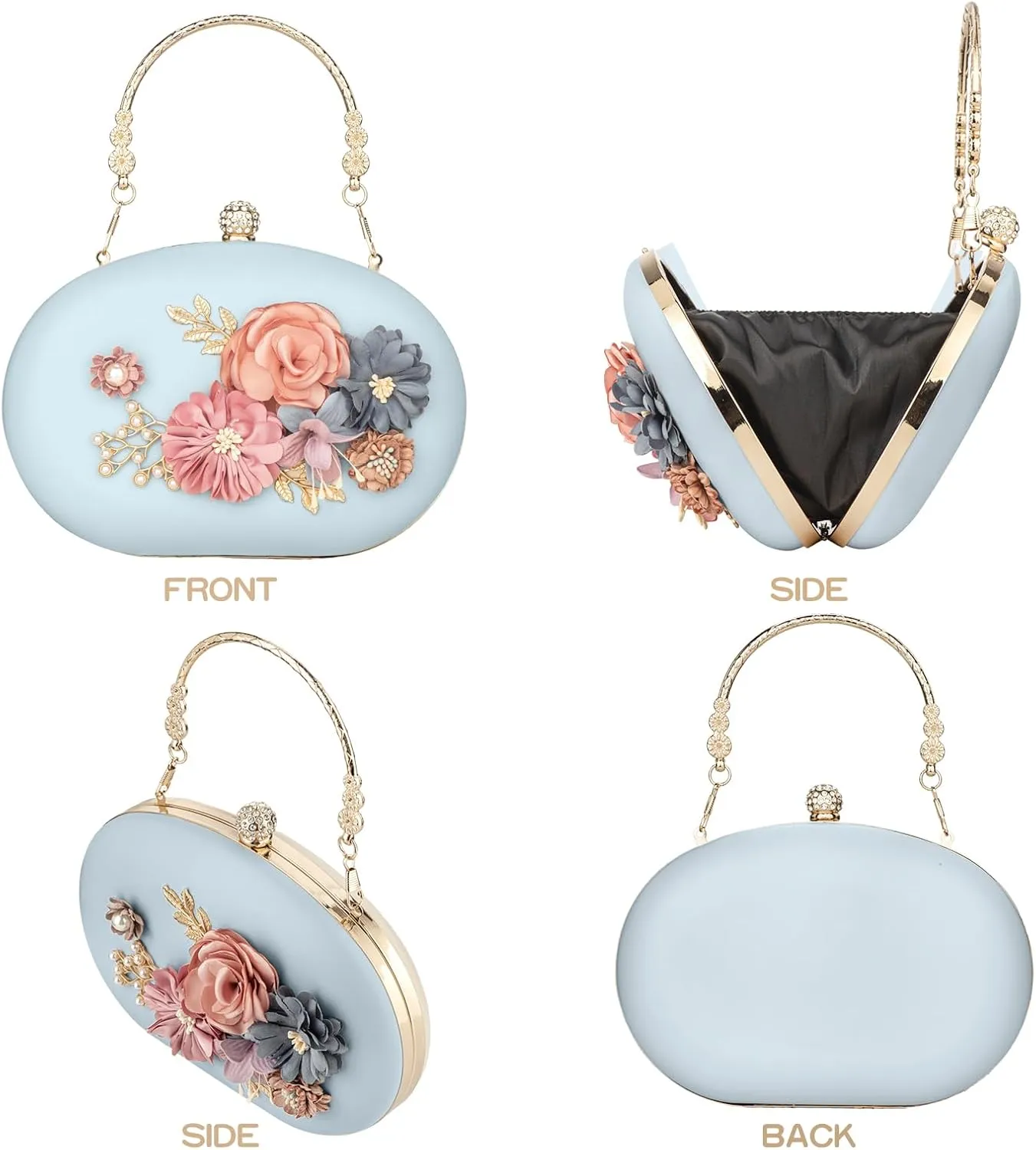Women's Floral Clutch Evening Purse Flower Wedding Party Bag