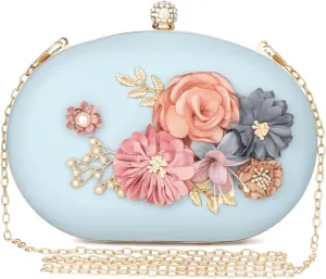 Women's Floral Clutch Evening Purse Flower Wedding Party Bag