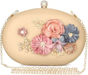 Women's Floral Clutch Evening Purse Flower Wedding Party Bag