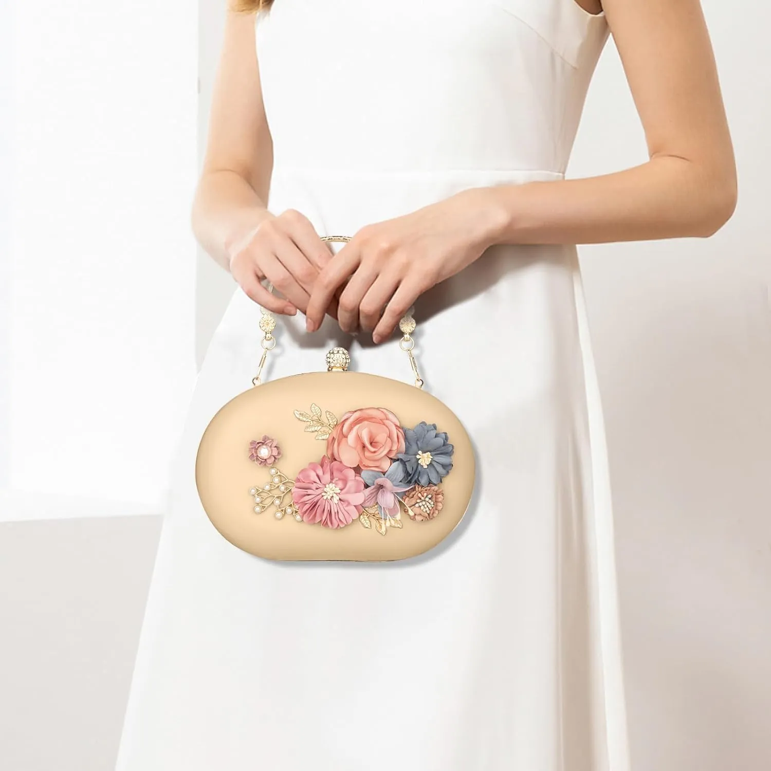 Women's Floral Clutch Evening Purse Flower Wedding Party Bag