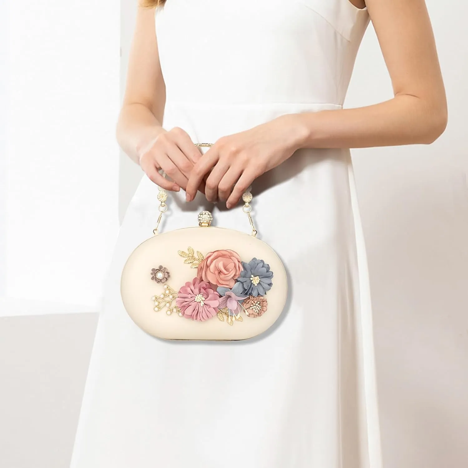 Women's Floral Clutch Evening Purse Flower Wedding Party Bag