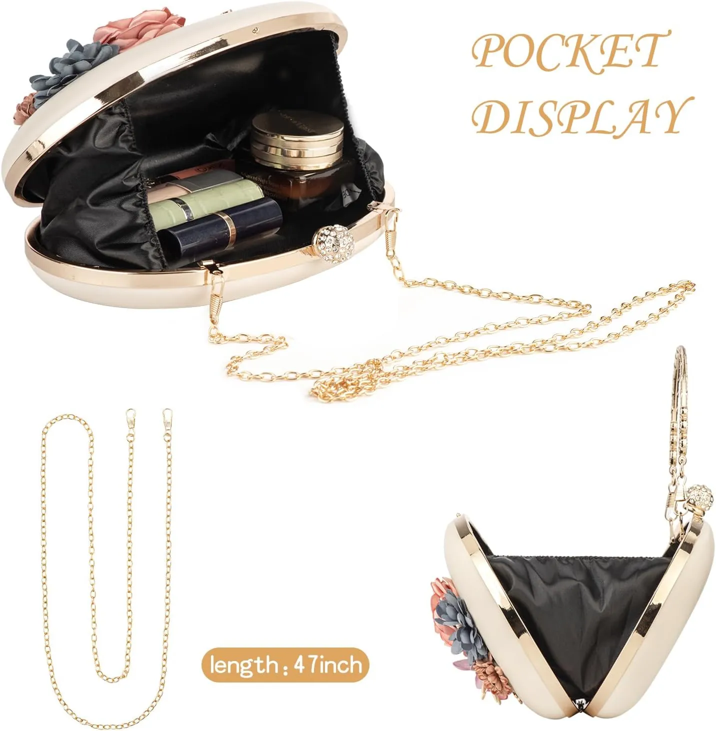 Women's Floral Clutch Evening Purse Flower Wedding Party Bag