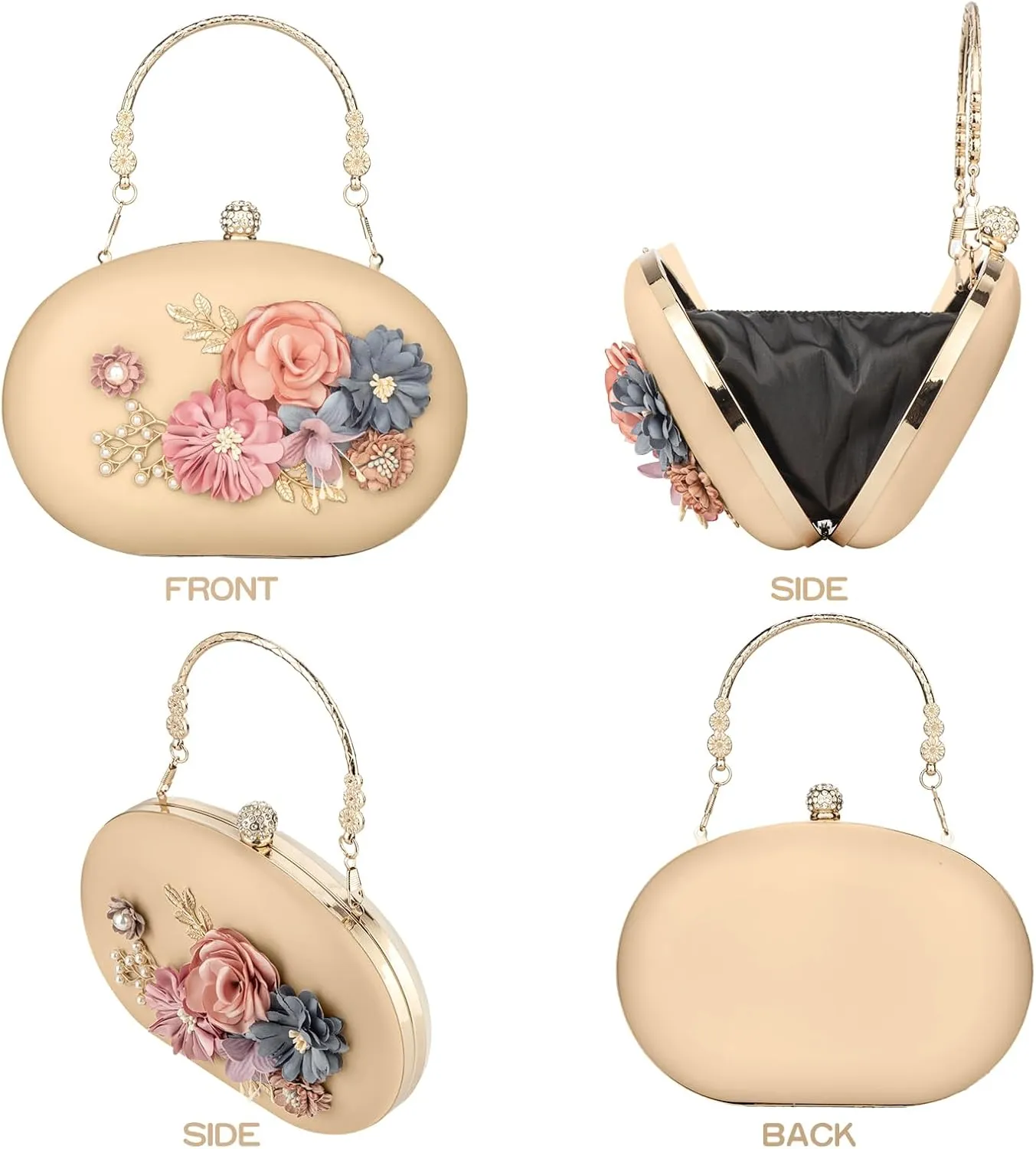 Women's Floral Clutch Evening Purse Flower Wedding Party Bag