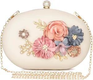 Women's Floral Clutch Evening Purse Flower Wedding Party Bag