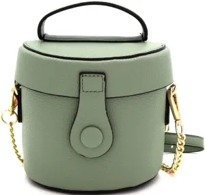 Womens Girls Faux Leather Top-Handle Small Bucket Round Satchel Purse Crossbody Bag