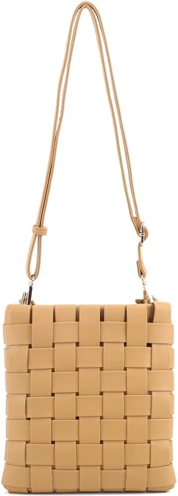 Womens Girls Gold Chain Accent Vegan Leather Clutch Purse Tote Handbag Crossbody