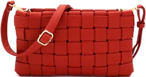Womens Girls Gold Chain Accent Vegan Leather Clutch Purse Tote Handbag Crossbody