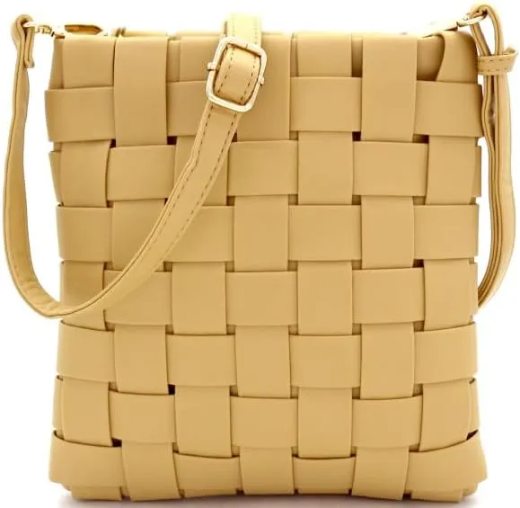 Womens Girls Gold Chain Accent Vegan Leather Clutch Purse Tote Handbag Crossbody