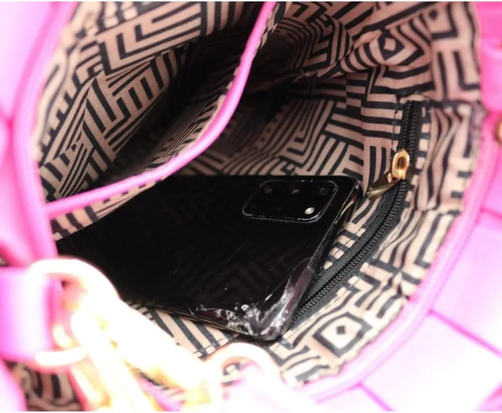 Womens Girls Gold Chain Accent Vegan Leather Clutch Purse Tote Handbag Crossbody