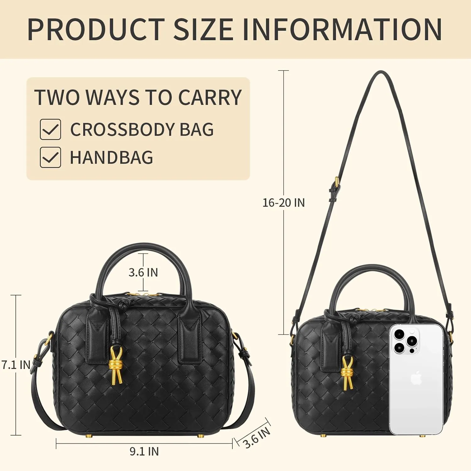 Women's Handmade Woven Top-handle Bag Fashion Leather Shoulder Handbag Crossbody Purse Woven Purse for Women