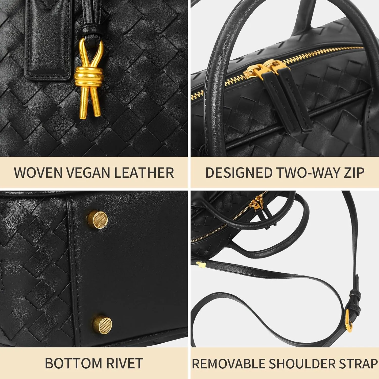 Women's Handmade Woven Top-handle Bag Fashion Leather Shoulder Handbag Crossbody Purse Woven Purse for Women