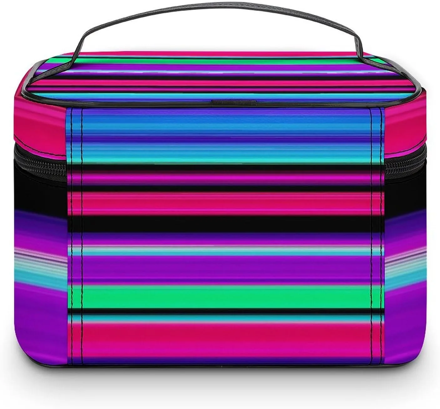 Women's Large Makeup Bag, Portable Cosmetic Brush Bags Purple Mexican Blanket Stripes Makeup Organizer Case Travel Toiletry Accessories