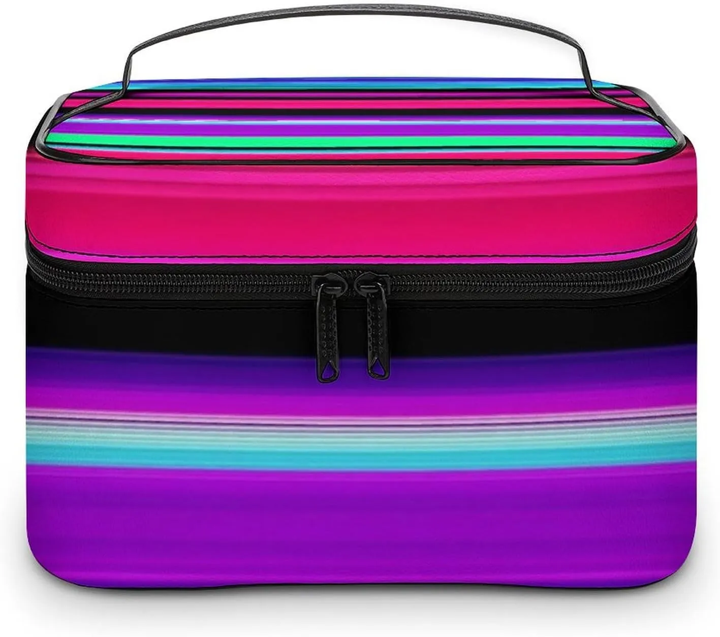 Women's Large Makeup Bag, Portable Cosmetic Brush Bags Purple Mexican Blanket Stripes Makeup Organizer Case Travel Toiletry Accessories