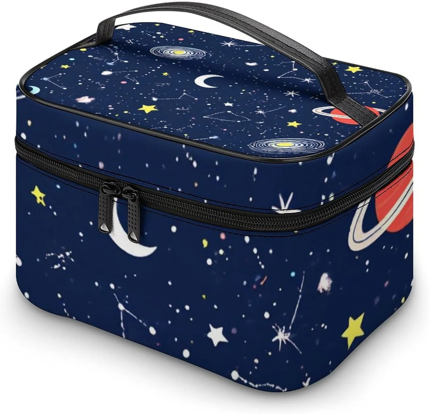 Women's Large Makeup Bag, Portable Cosmetic Brush Bags Space Galaxy Constellation Zodiac Starry Night Stars Makeup Organizer Case Travel Toiletry Accessories