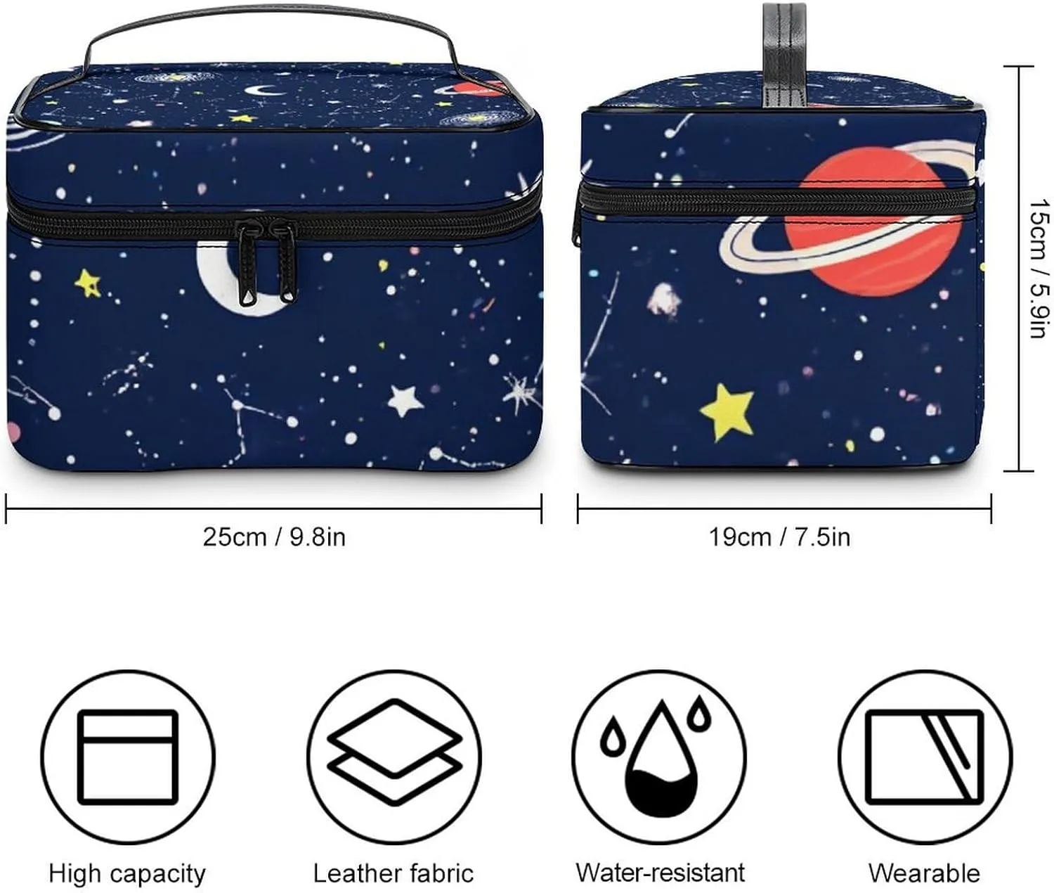 Women's Large Makeup Bag, Portable Cosmetic Brush Bags Space Galaxy Constellation Zodiac Starry Night Stars Makeup Organizer Case Travel Toiletry Accessories