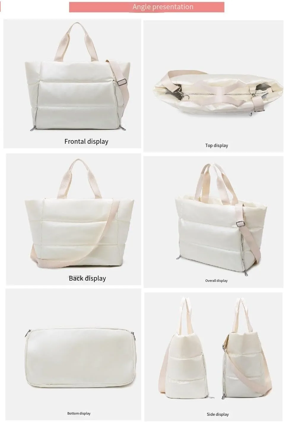 Women's Pearl Pure Handbags Bags And Commuters Large -Capacity Messing Bags Can Adjust Fitness Travel Bags