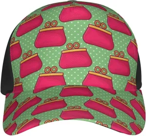 Women's Purse Seamless Pattern Baseball Cap for Men Women Hat Trucker Hats Classic Low Profile Cotton Hats Adjustable Breathable Baseball Cap Fashion Golf Dad Hat Black