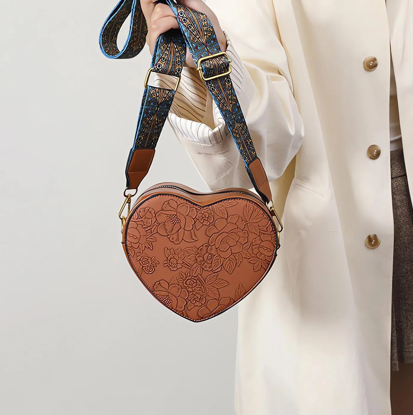 Women's Retro Flower Printing Handbags and Crossbody Bags,Female Purses Quilted Versatile Round Bags Satchel Bags