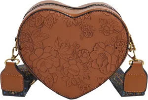 Women's Retro Flower Printing Handbags and Crossbody Bags,Female Purses Quilted Versatile Round Bags Satchel Bags