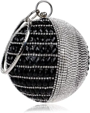 Women's Round Shape Purse Rhinestone Ball Clutch Evening Bag