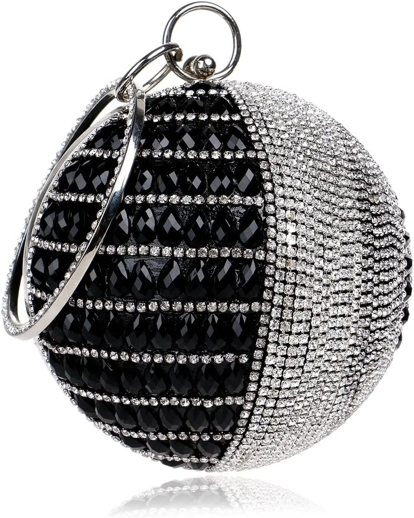 Women's Round Shape Purse Rhinestone Ball Clutch Evening Bag