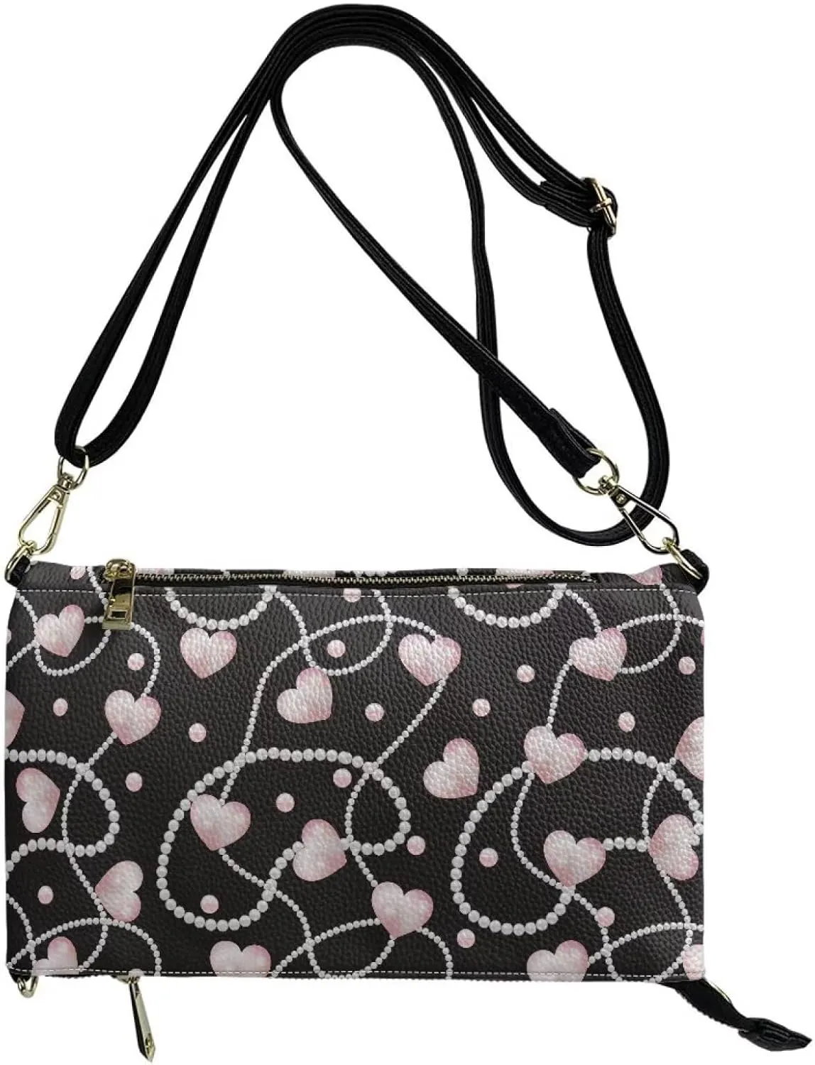 Women's Shoulder Handbags Foldover Clutch Wallet Crossbody Purse Portable Messenger Bag with Detachable Strap