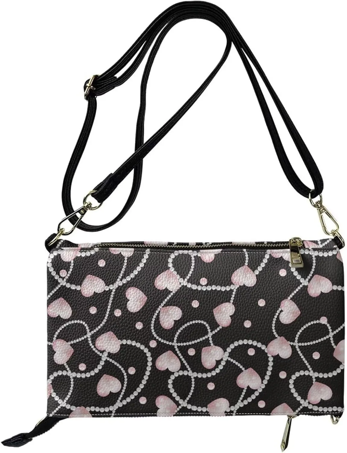 Women's Shoulder Handbags Foldover Clutch Wallet Crossbody Purse Portable Messenger Bag with Detachable Strap