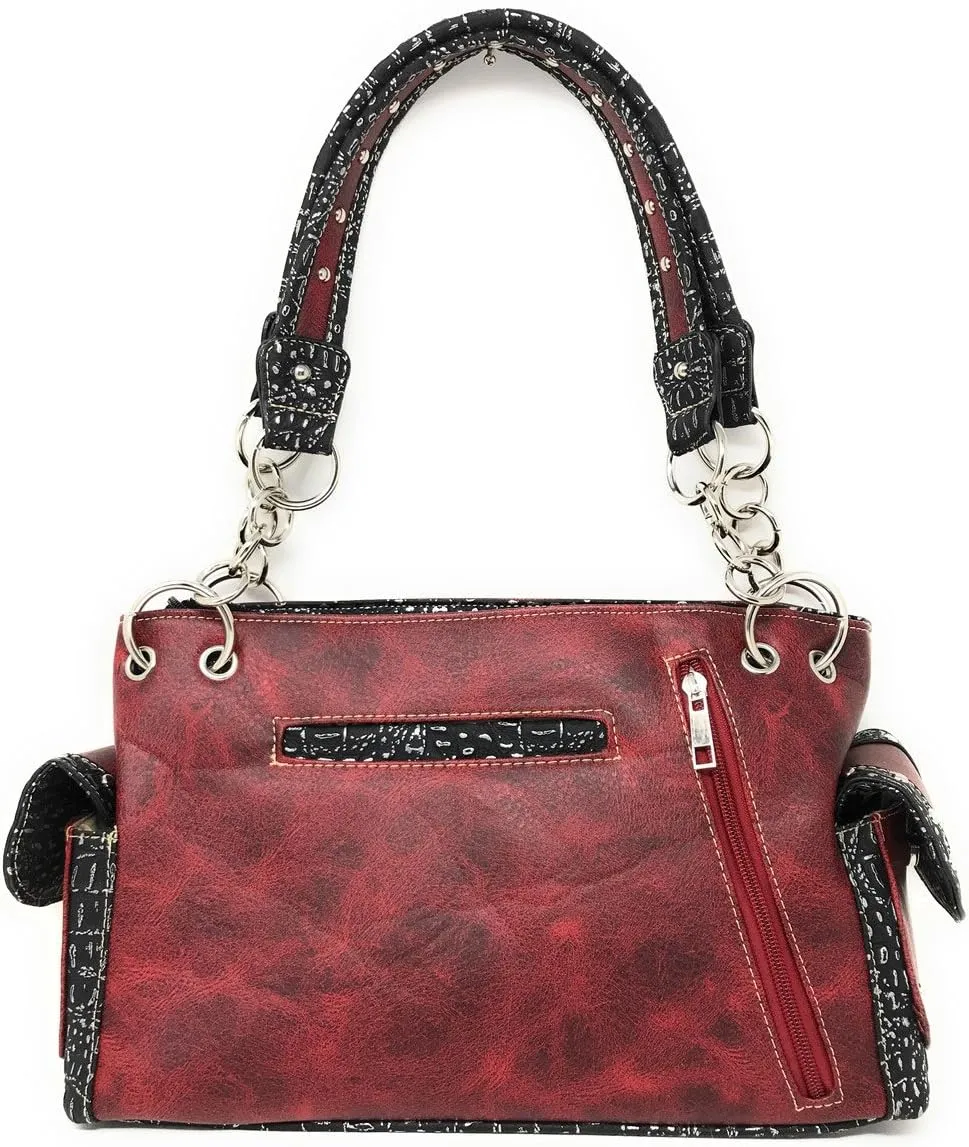 Women's Skull Bones Skeleton Purse Handbag with Matching Wallet in 6 colors