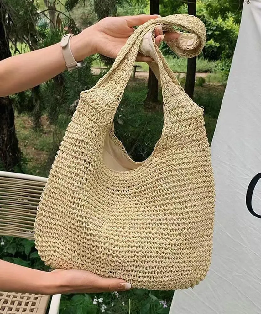 Women's Straw Tote Bag Handbag Summer Beach Bag Shoulder Bag Handmade Woven Hobo Travel Purse Foldable Straw Bag