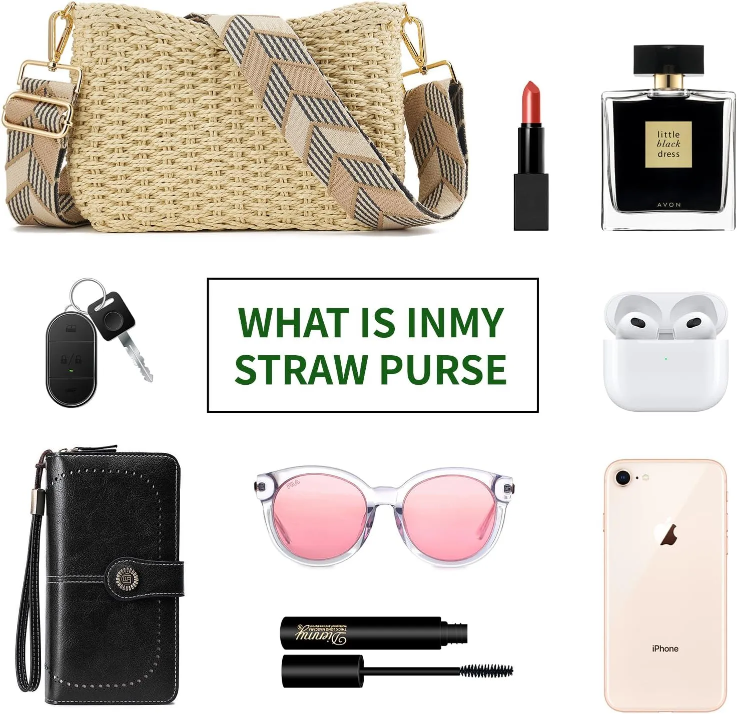 Women's Summer Straw Braided Crossbody Bag with Tassel Chain,Shoulder Straps Woven Beach Handbag Handmade Wallet Purse