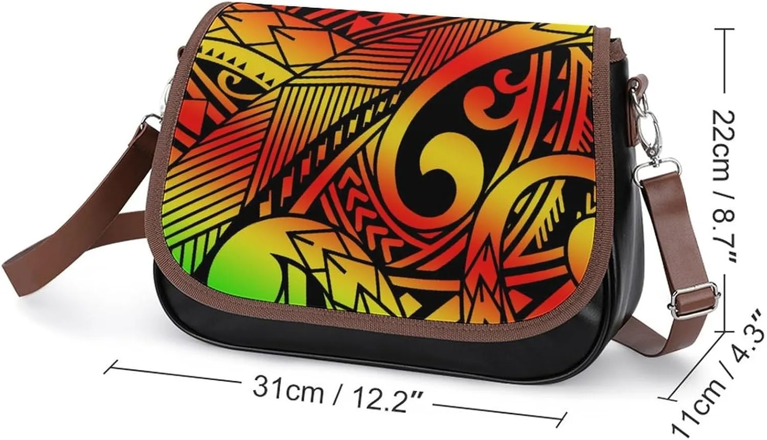 Women'S Travel Crossbody Bag, Polynesian Elegant Pattern Design, Small Leather Bag Custom Pattern