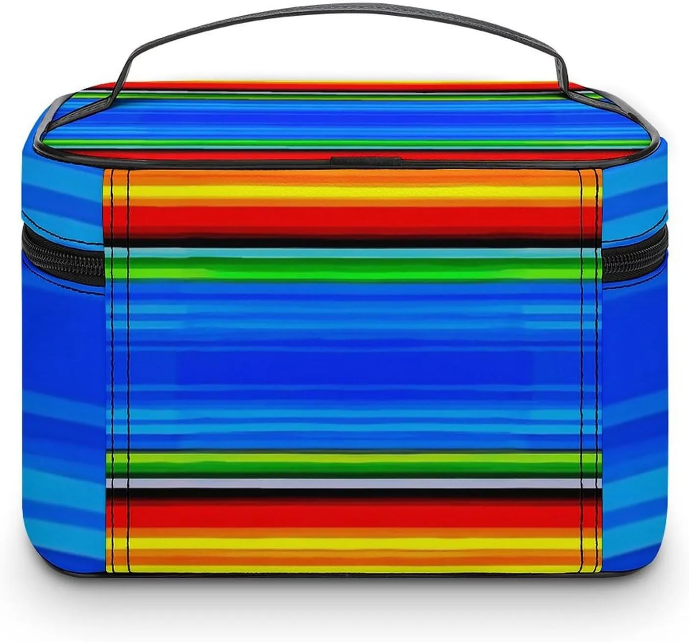 Women's Travel Makeup Bag, Large Capacity Cosmetic Organizer Case Mexican Blanket Stripes Toiletry Bag with Zipper Pouch