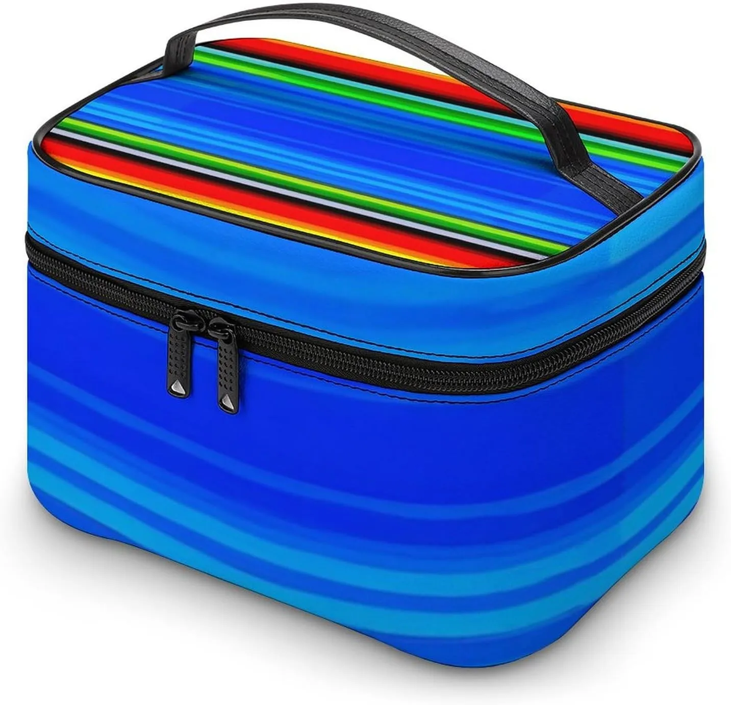 Women's Travel Makeup Bag, Large Capacity Cosmetic Organizer Case Mexican Blanket Stripes Toiletry Bag with Zipper Pouch