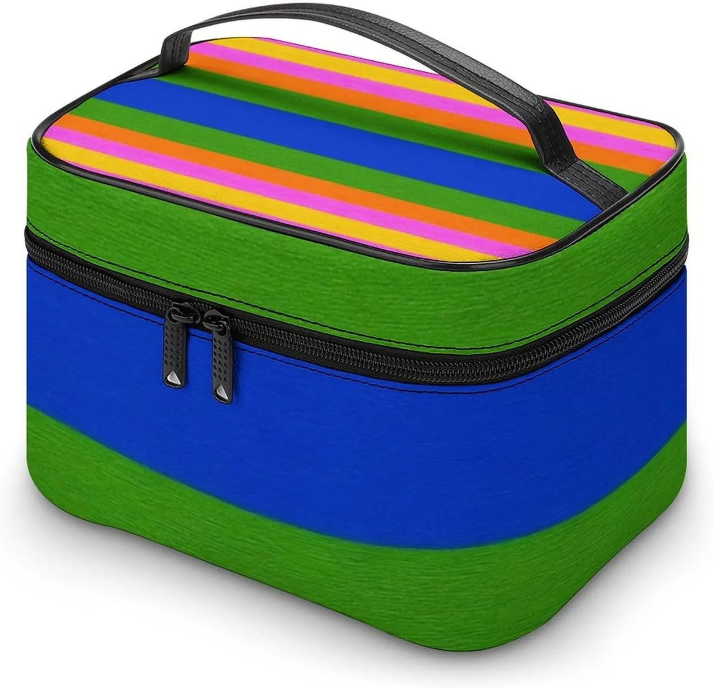 Womens Travel Makeup Bag, Waterproof Cosmetic Organizer Case Colorful Mexican Blanket Stripes Toiletry Storage Bag with Zipper Mesh Pouch