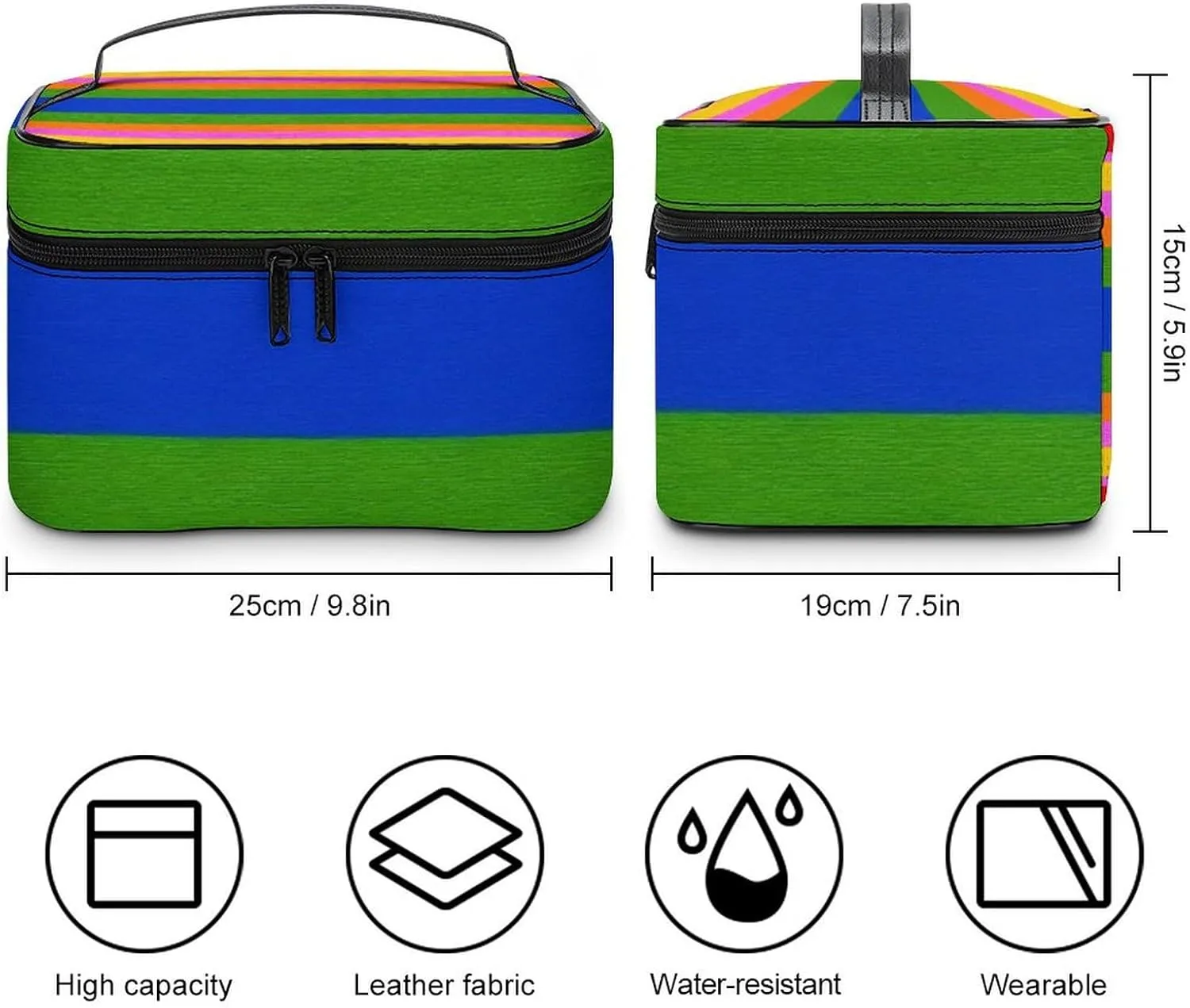 Womens Travel Makeup Bag, Waterproof Cosmetic Organizer Case Colorful Mexican Blanket Stripes Toiletry Storage Bag with Zipper Mesh Pouch
