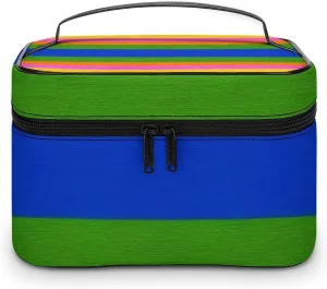Womens Travel Makeup Bag, Waterproof Cosmetic Organizer Case Colorful Mexican Blanket Stripes Toiletry Storage Bag with Zipper Mesh Pouch