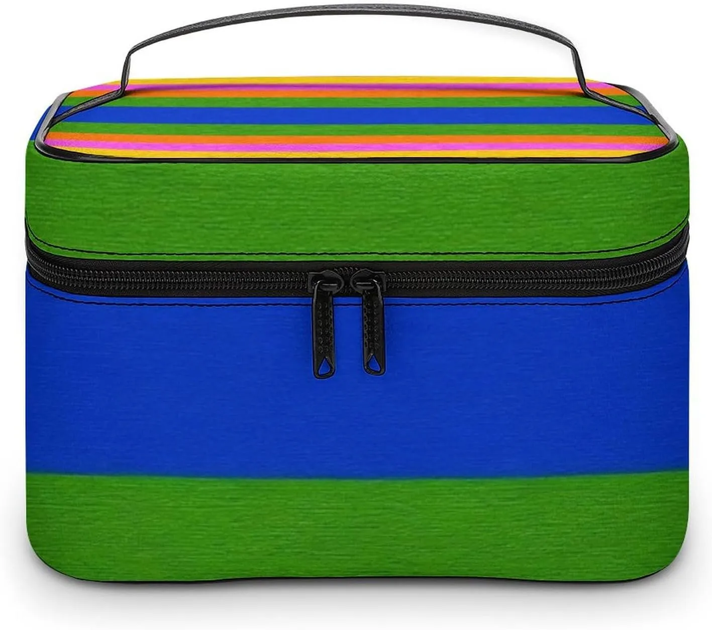 Womens Travel Makeup Bag, Waterproof Cosmetic Organizer Case Colorful Mexican Blanket Stripes Toiletry Storage Bag with Zipper Mesh Pouch