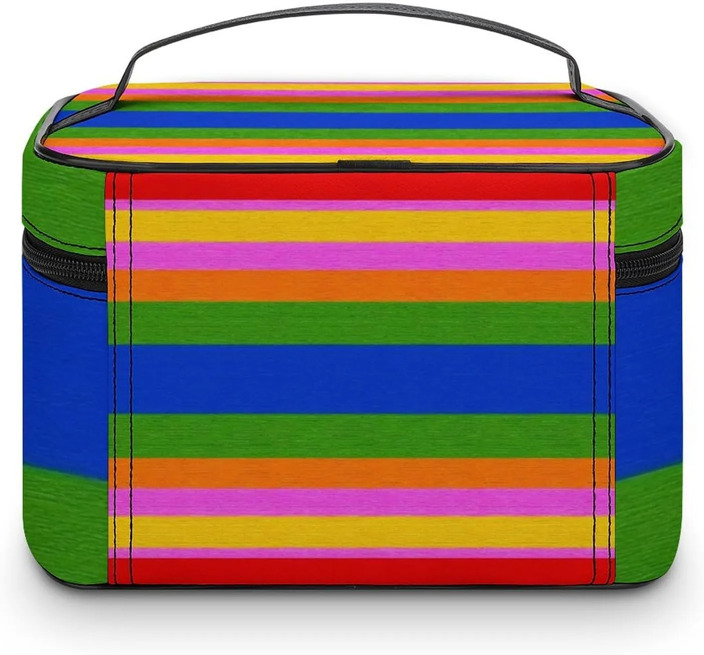 Womens Travel Makeup Bag, Waterproof Cosmetic Organizer Case Colorful Mexican Blanket Stripes Toiletry Storage Bag with Zipper Mesh Pouch