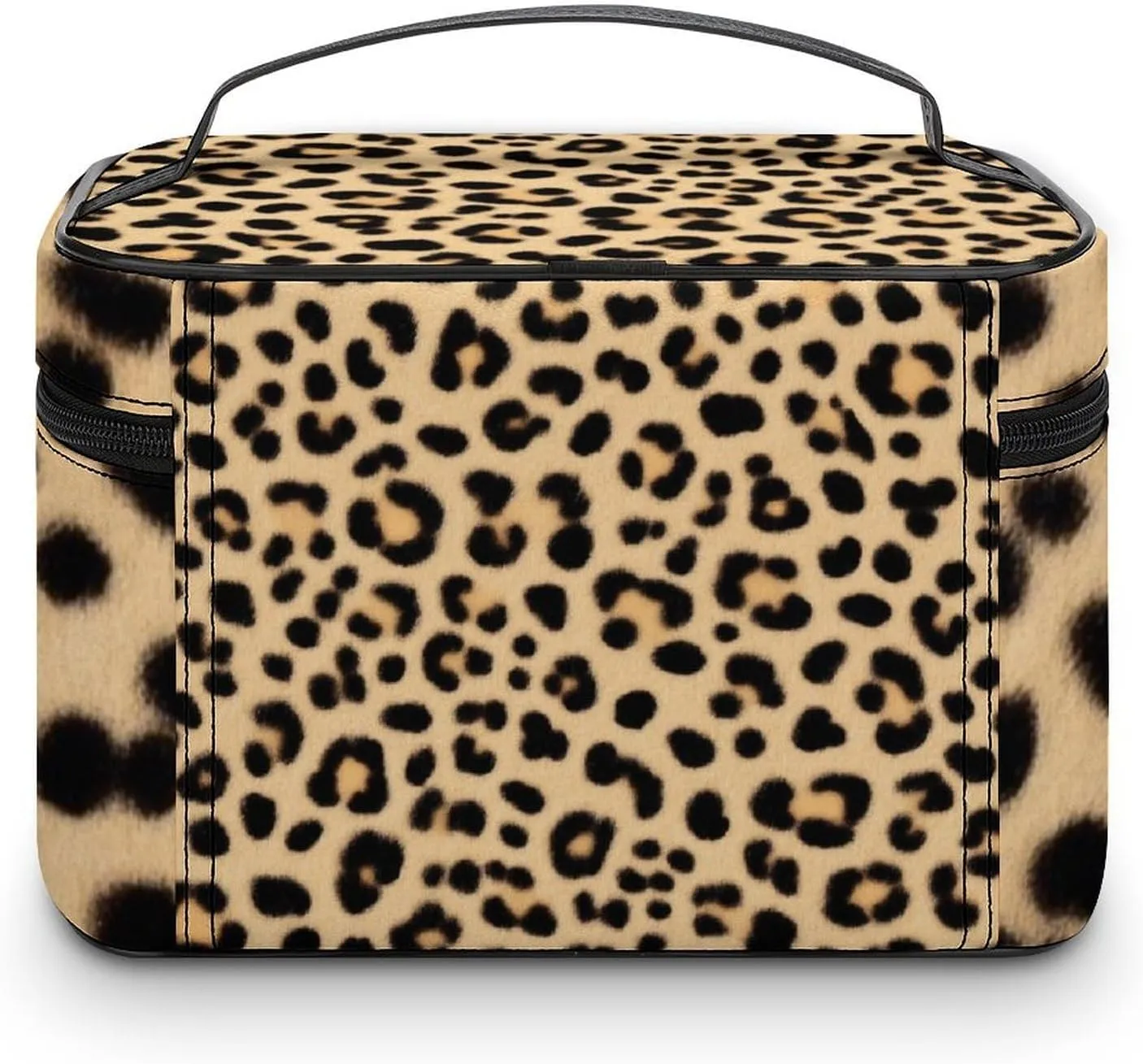 Womens Travel Makeup Bag, Waterproof Cosmetic Organizer Case Wild Animal Leopard Print Toiletry Storage Bag with Zipper Mesh Pouch