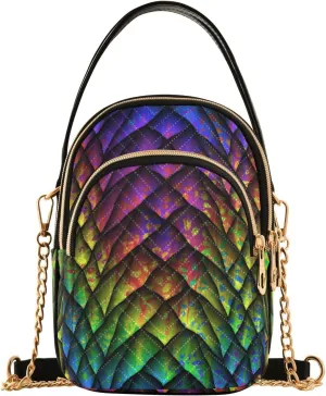 Women's Wave Cross Body Chest Bag, 52 inch Gold Chain Shoulder Handbag Purse