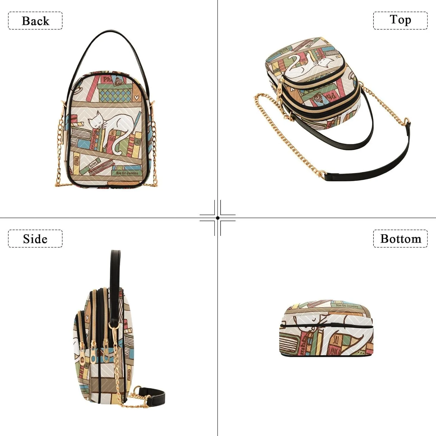 Women's Wave Cross Body Chest Bag, 52 inch Gold Chain Shoulder Handbag Purse