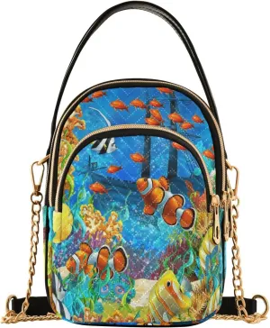 Women's Wave Cross Body Chest Bag, 52 inch Gold Chain Shoulder Handbag Purse