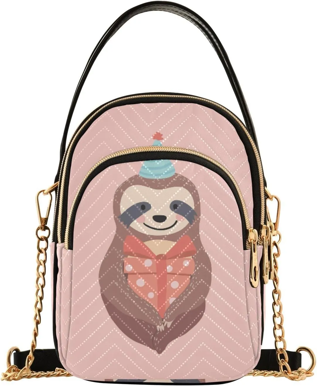 Women's Wave Cross Body Chest Bag, 52 inch Gold Chain Shoulder Handbag Purse