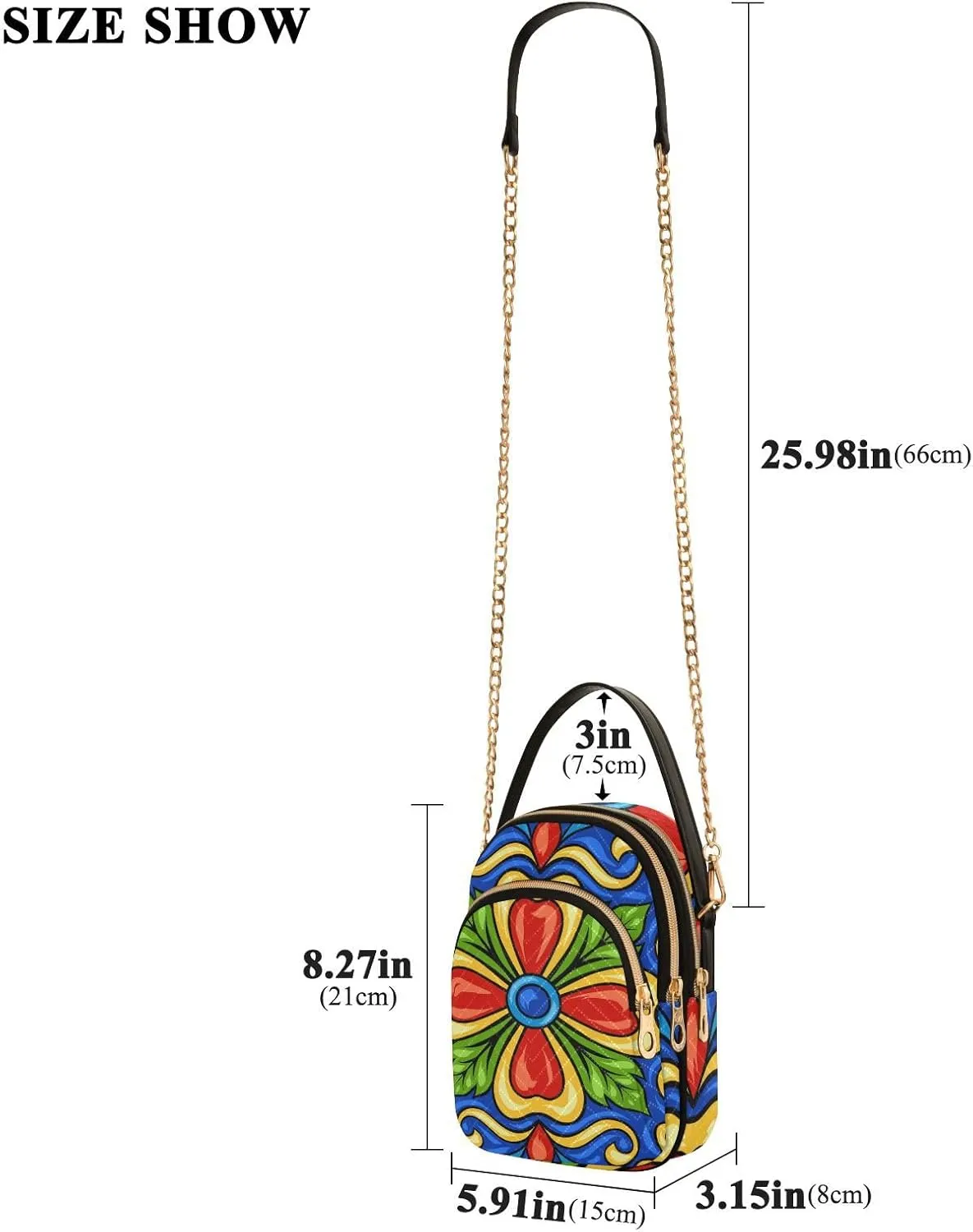 Women's Wave Cross Body Chest Bag, 52 inch Gold Chain Shoulder Handbag Purse