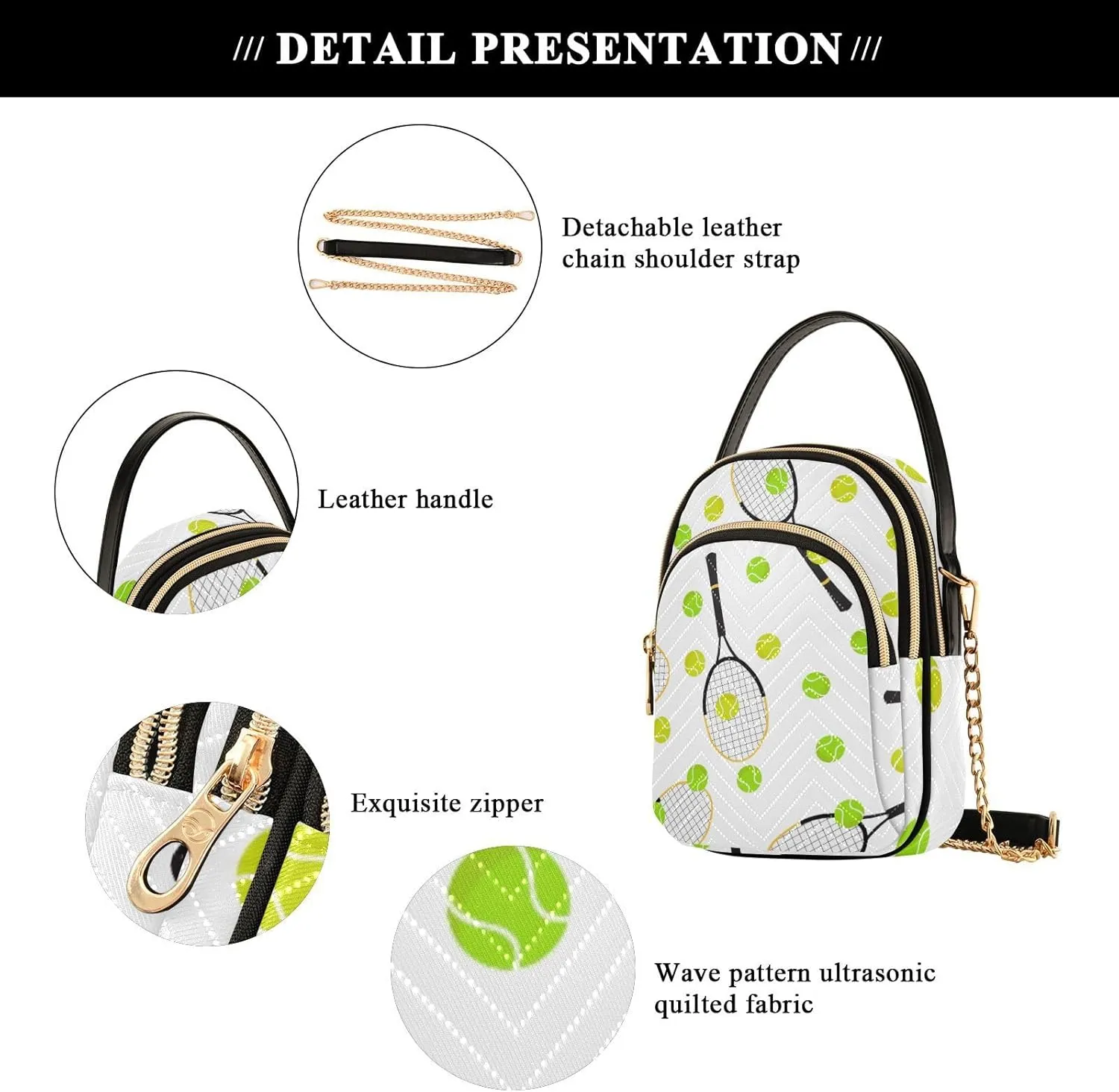 Women's Wave Cross Body Chest Bag, 52 inch Gold Chain Shoulder Handbag Purse
