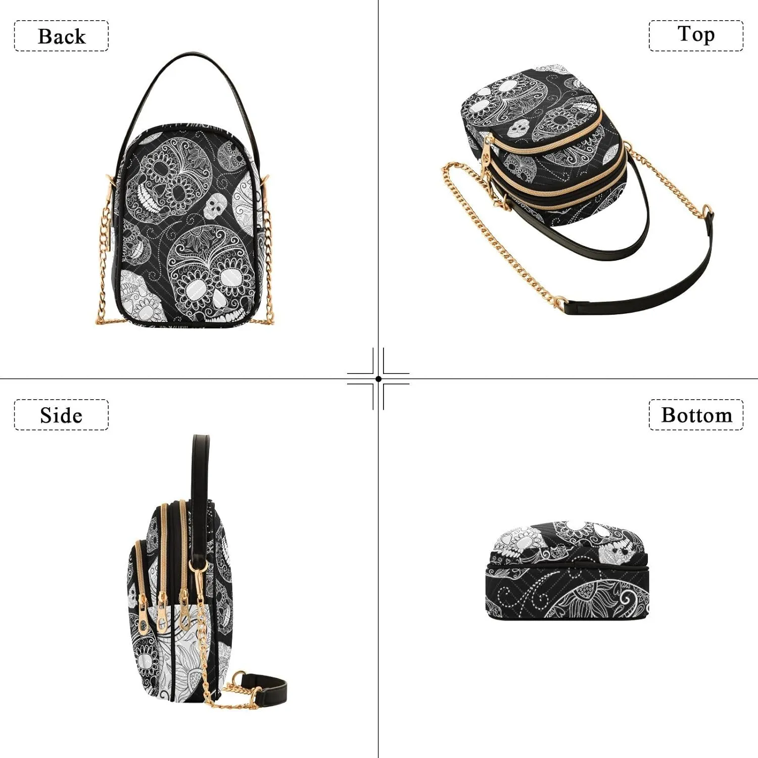 Women's Wave Cross Body Chest Bag, 52 inch Gold Chain Shoulder Handbag Purse